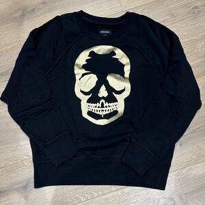 Zadig & Voltaire Black and Gold Skull Crewneck Sweater